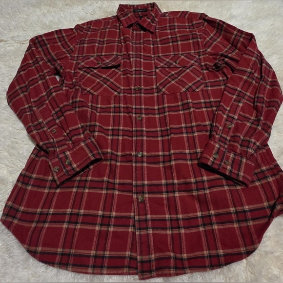 Banana Republic Men’s Size Large Red Flannel Casual Shirt EUC - Picture 1 of 5